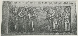 Kong Jehu hilser Asyrerkongen Salmanassar (842 f. Kr.).