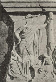 Fig. 1. Hygieia i et attisk Votivrelief fra 4. Aarh. f. Kr.
