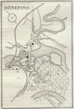Situationsplan over Hønefoss.