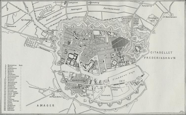 Kjøbenhavn efter Ceneralstabens Kort 1853.