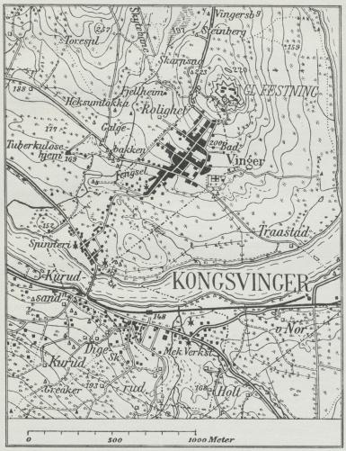 Situationskort over Kongsvinger.