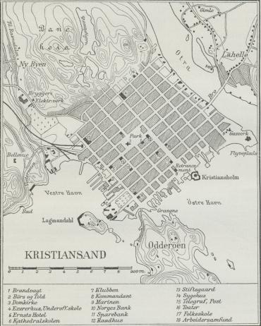 Situationsplan over Kristiansand.