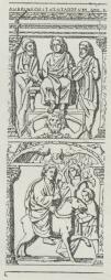 Fig. 4. Jesus og to Disciple<bover Firmamentet, og<bIndtoget i Jerusalem<b(efter Bassus’ Sarkofag)