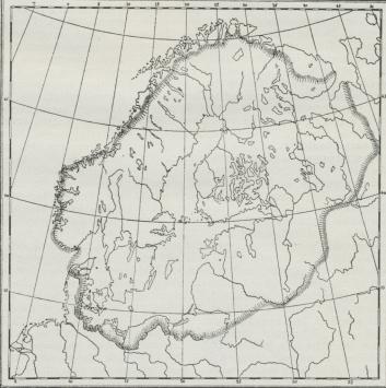 Fig. 2. Indlandsisens Udbredelse under den sidste Istid.