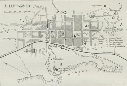 Situationsplan over Lillehammer. Situationsplan over Lillehammer.