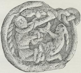 Loke og Sigyn (efter Gosforth-Korset i Nordengland).