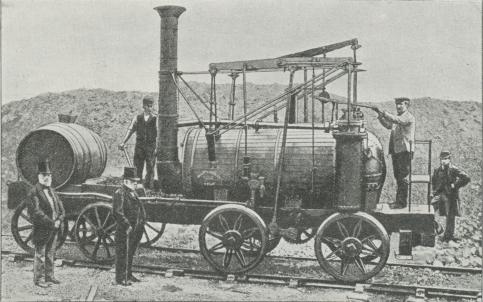 Fig. 11. Hedleys Lokomotiv, 1813; første brugbare<bAdhæsions-Lokomotiv.