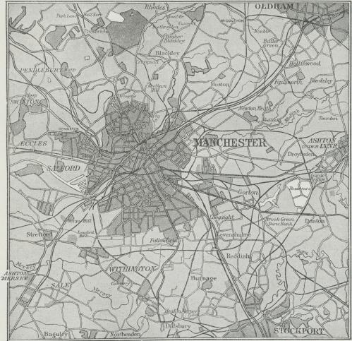 Situationsplan over Manchester.