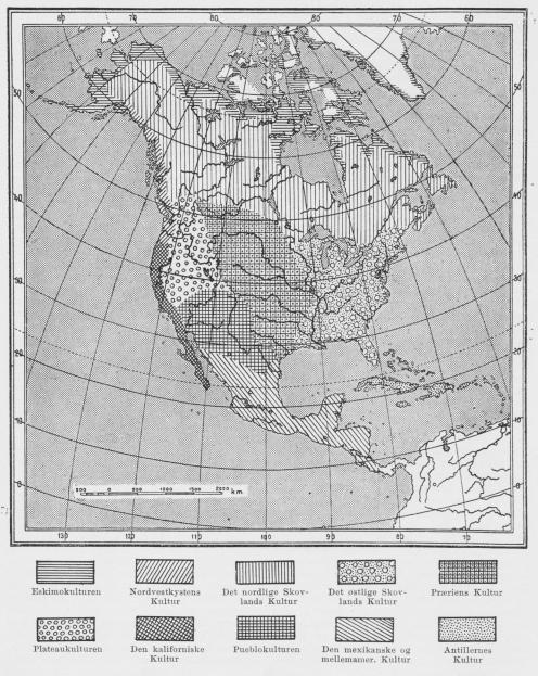 Kulturkort over det gamle Nordamerika. (G. Hatt).