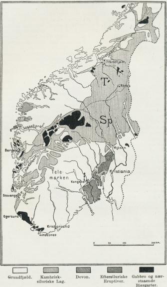 Fig. 1. Geologisk Kortskitse af det sydlige Norge.