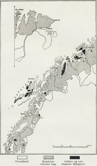 Fig. 2. Geologisk Kortskitse af det nordlige Norge.