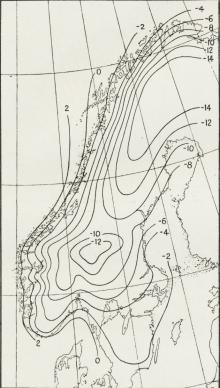 Fig. 2. Januars Middeltemperatur.