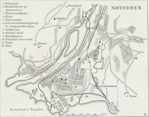 Situationsplan over Notodden. Situationsplan over Notodden.