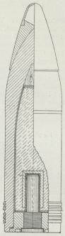 Fig. 4. Hætteklædt<bHalvpansergranat m.<bBundbrandrør og<bSprængladning af Trinitrotoluol.