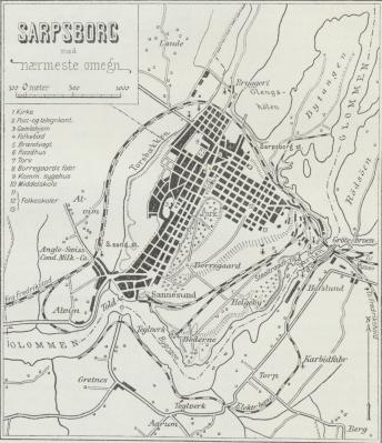 Situationsplan over Sarpsborg.