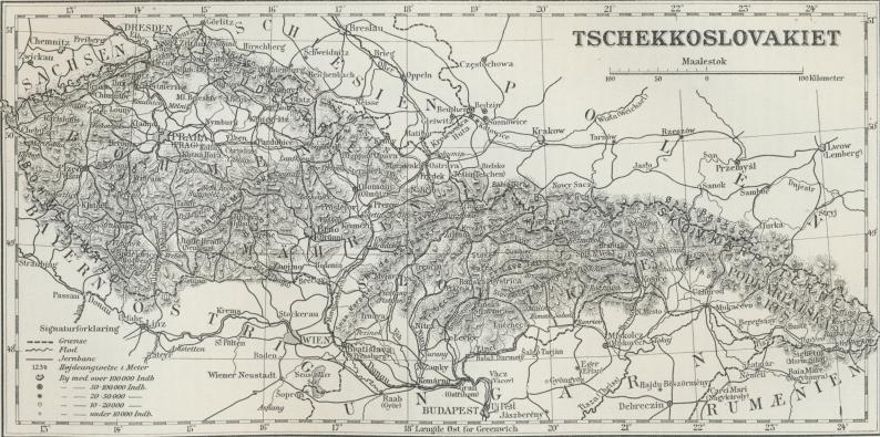 Situationsplan over Tschekkoslovakiet.