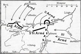 Skitse 3. Slaget ved Sambre 21.—23. August.