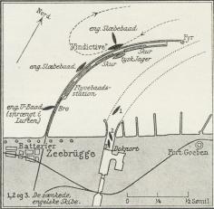 Fig. 15. Skitse af Spærringen af Zeebrügge<bden 22.-23. April 1918.