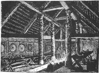 Fornnordisk gäststuga.