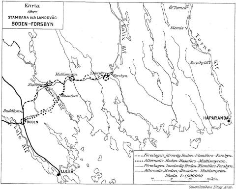  26. Stambana och landsväg Boden-Forsbyn.