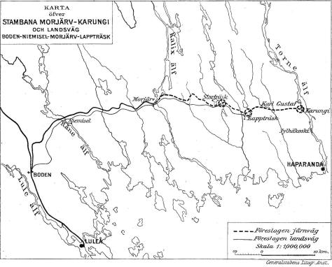 27. Stambana Morjärv-Karungi och landsväg Boden-Lappträsk.