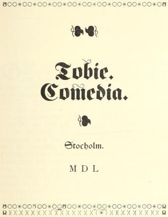 Tobie.<bComedia.<b<bStockholm.<bMDL