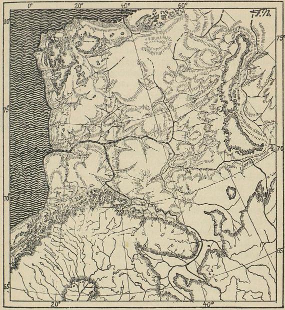 <smalIll. F. N.[=Fridtjof Nansen]</smal<bElver og daler på Barents-havets bunn, da denne lå omkring 500 m. høiere<benn nu i forholl til havets overflate.