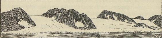 <smalIll. F. N.[=Fridtjof Nansen]</smal<bFremtids-billede av lanskapet ovenfor efter at botten-breene har erodert sig<bgjennem fjell-kammen.