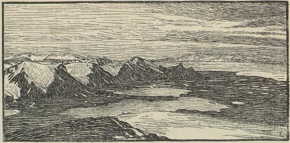 <smalIll. F. N.[=Fridtjof Nansen]</smal<bStrann-flaten på vestsiden av Mitra-halvøen. Dieset-sletten og Dieset Sjø<b<smal(se kartet side 107).</smal