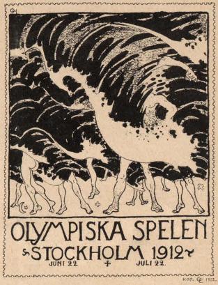 <bi<biOLYMPISKA SPELEN STOCKHOLM 1912</bi</bi<bJUNI 22 + JULI 22.<b<smalIll. OH[=Hjortsberg]                KOP OE 1912.</smal<b<biOlympiska Spelens Affisch.</bi<bVänd om planschen så ser ni hvad Hjortsberg menat men ej kunnat få fram!