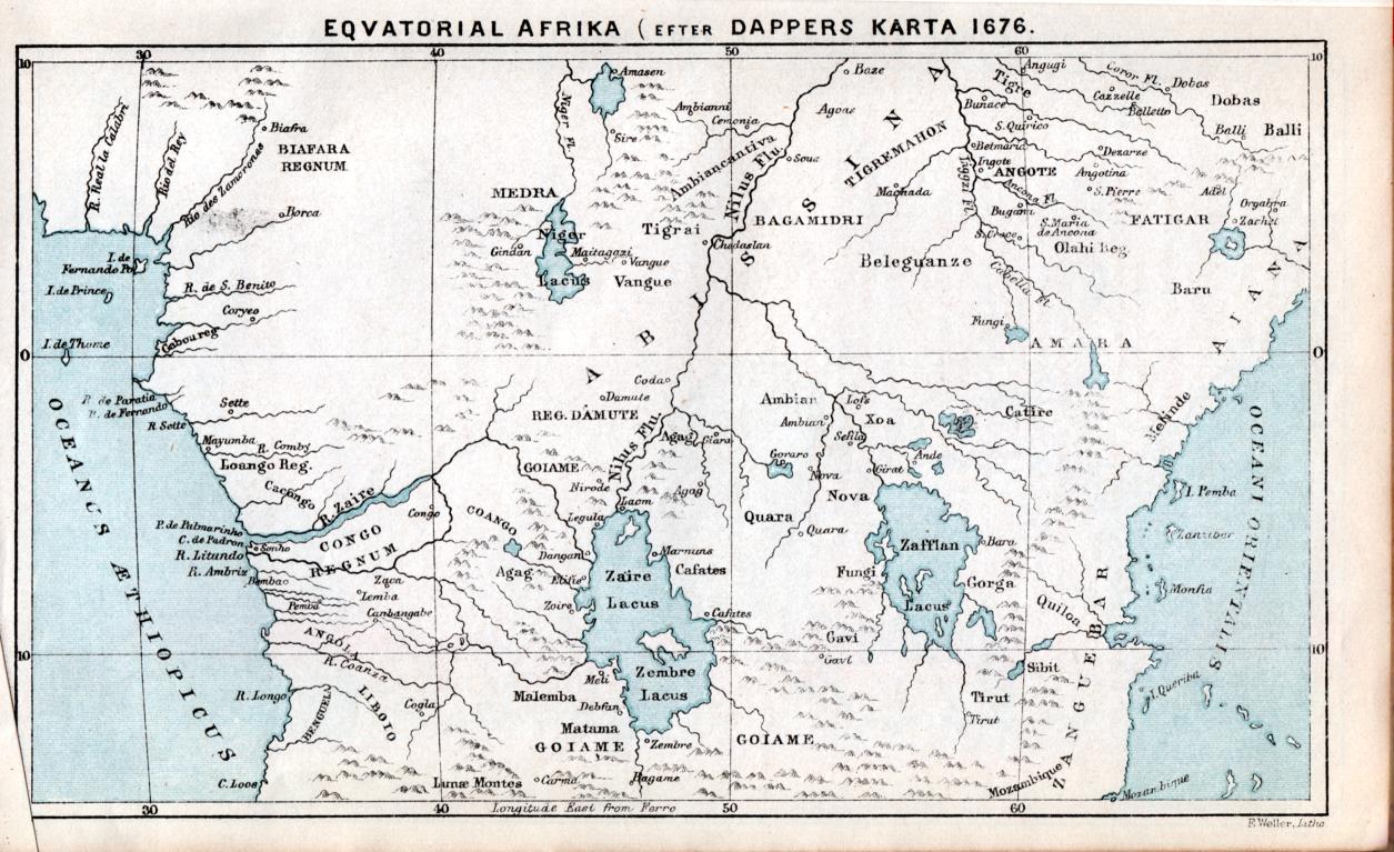EQVATORIAL AFRIKA ( efter DAPPERS KARTA 1676.