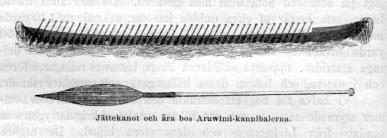 Jättekanot och åra bos Aruwimi-kannibalerna.