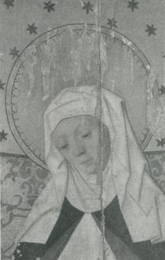 EN MÅLNING PÅ ALTARSKÅPET FRÅN SALEMS KYRKA<bÅTERGIVANDE HELIGA BIRGITTAS DRAG.<b<bUr Antikv. topogr. arkivet.