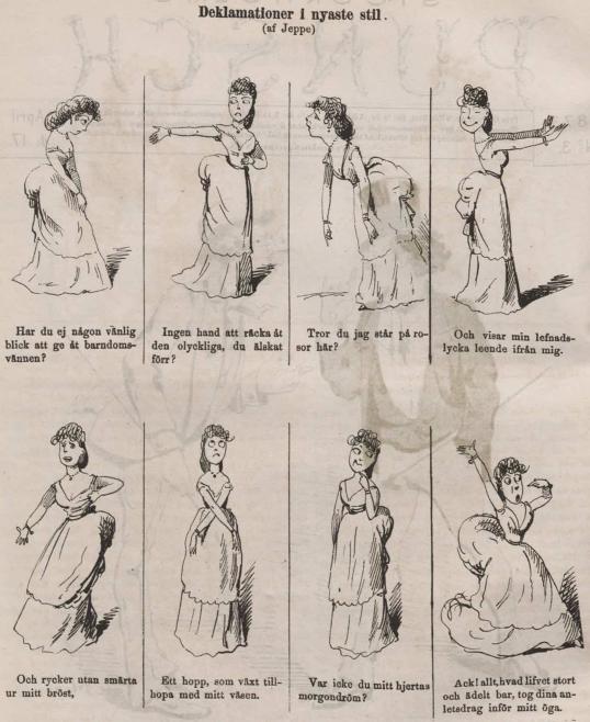 Har du ej någon vänlig blick att ge åt barndomsvännen?<bIngen hand att räcka åt den olyckliga, du älskat förr?<bTror du jag står på rosor här?<bOch visar min lefnadslycka leende ifrån mig.<bOch rycker utan smärta ur mitt bröst,<bEtt hopp, som växt tillhopa med mitt väsen.<bVar icke du mitt hjertas morgondröm?<bAck! allt, hvad lifvet stort och ädelt bar, tog dina anletsdrag inför mitt öga.