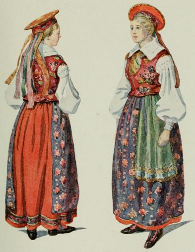 FESTDRÄKT FÖR FLICKA.<bMedelstads sn, Blekinge.<bEfter original i Nordiska Museet.