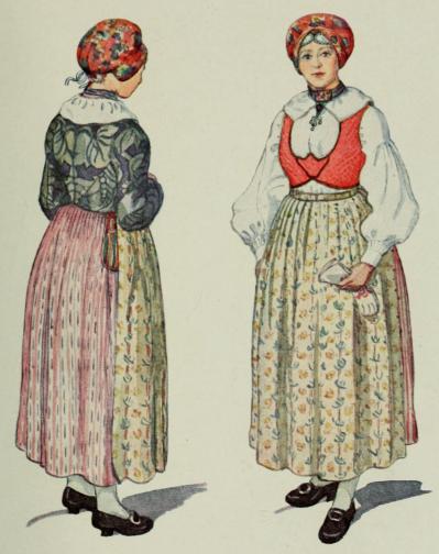 FESTDRÄKT.<bSunnerbo hd, Småland.<bEfter original i Nordiska Museet.