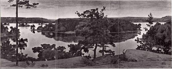 Skärgårdslandskap<b<smalDekorativ målning af <span class=