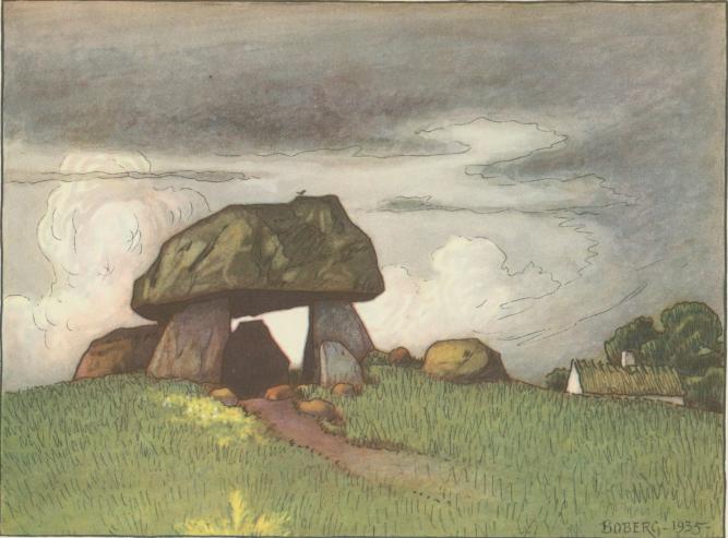 Dös vid Håslöv i Skåne. Akvarell av Ferdinand Boberg.