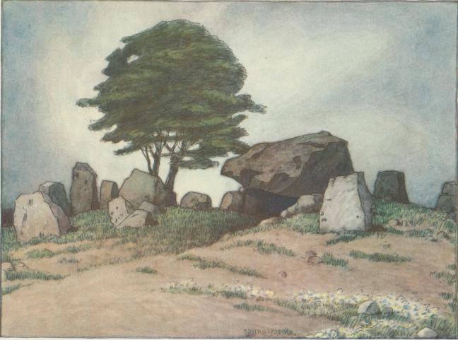 Dös vid Ravlunda i Skåne. Akvarell av Ferdinand Boberg.