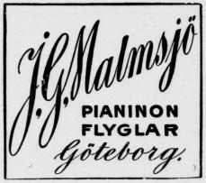J. G. Malmsjö<bPIANINON<bFLYGLAR<bGöteborg J. G. Malmsjö<bPIANINON<bFLYGLAR<bGöteborg
