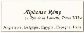 <biAlphonse Rémy</bi<b31 Rue de la Lancette, Paris XII:e<bAngleterre, Belgique, Egypte, Espagne, Italie