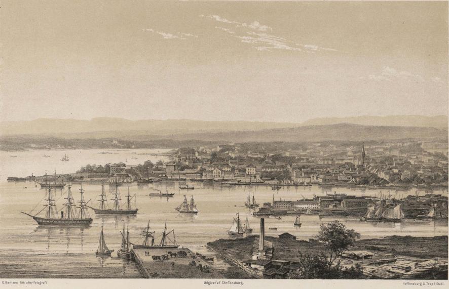 <smalO. Bentzon lith. efter Fotografi.                                Udgivet af Chr. Tönsberg.                                Hoffensberg & Trap:s Etabl.</smal<b<bi<biPARTI AF CHRISTIANIA.</bi</bi