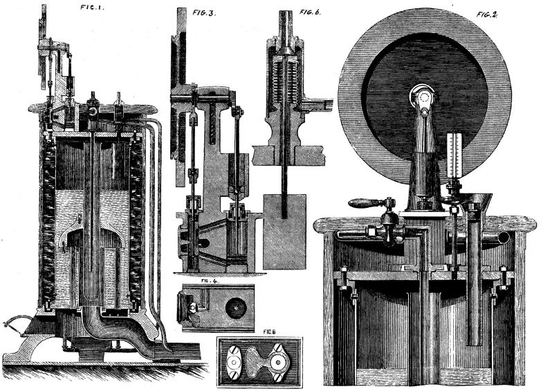 Fig. 1.                        Fig. 3.        Fig. 6.                        Fig. 2.<bFig. 4.        Fig. 5.<bFontaine’s hushålls-ångmaskin.