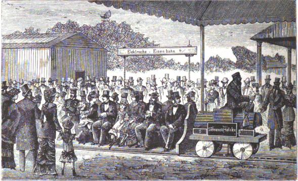 Fig. 4. Den första elektriska järnvägen. Fig. 4. Den första elektriska järnvägen.