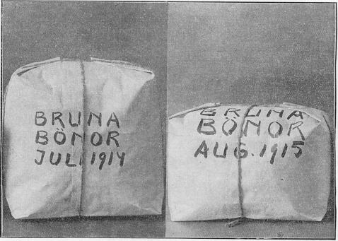Bruna bönor för 1 krona:<b1914 2,17 kg.                        1915 1,40 kg.