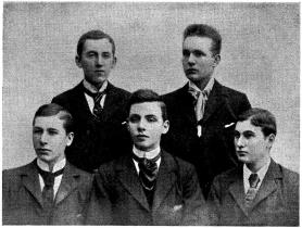 Klubben "De fem" (D. F.) i Malmö 1901.<bCarl Cederström.                Sigfrid Hansson.<bFrans E. Andersson.        Knut Hansson.        Johan Fredriksson.