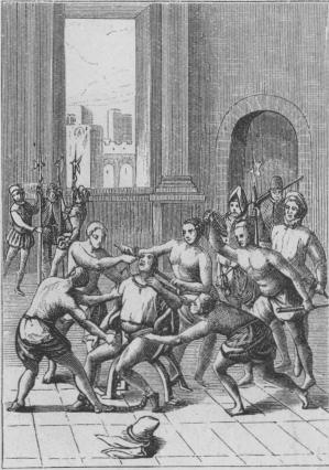 74. Atahualpas död.  Efter en gammal teckning.