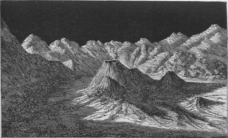 Fig. 29. Det inre af en kitteldal på månen, efter Nasmyth.