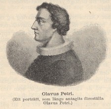 Olavus Petri.<b(Ett porträtt, som länge antagits föreställa<bOlavus Petri.)