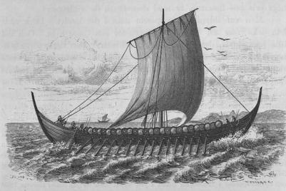 <smalIll. H. S.[=Harald Schöyen]                        W. MEYER. X. A.</smal<bNorskt skepp från 9OO-talet,<btecknadt med ledning nf det 1880 vid Sandefjord funna fartyget, under inseende af<b<span class=